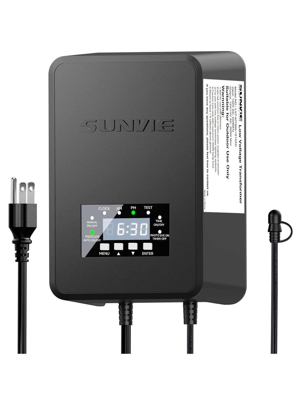 200W Low Voltage Landscape Transformer with Timer & Photocell Sensor